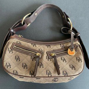 Dooney & Bourke Classic Mini Hobo Handbag Shoulderbag DB Logo Motif Canvas With
